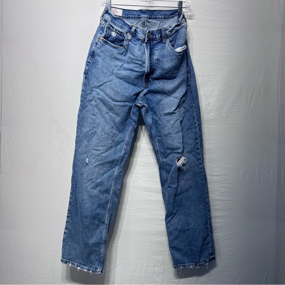 GAP Women's 90's Loose High Rise Blue Jeans Distressed Regular Size 31/12RS
